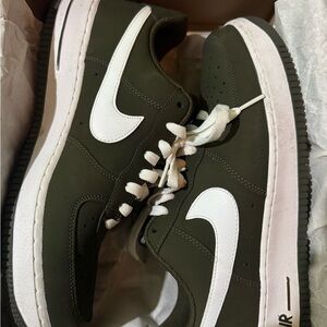 Nike Air Force One Low Olive Green with White Swoosh